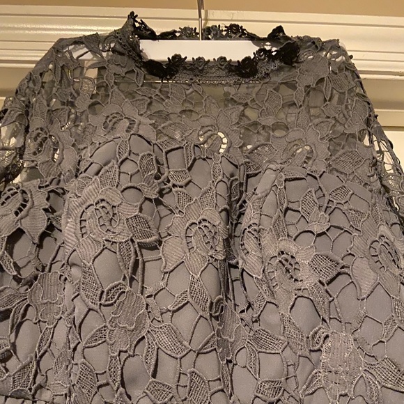 Chi Chi London Plus lace midi dress in charcoal gray from ASOS - Picture 2 of 10